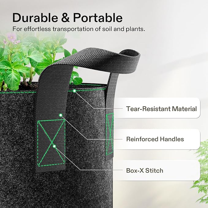 [UPGRADED] Heavy Duty Grow Bags - Say Goodbye to Root Rot!